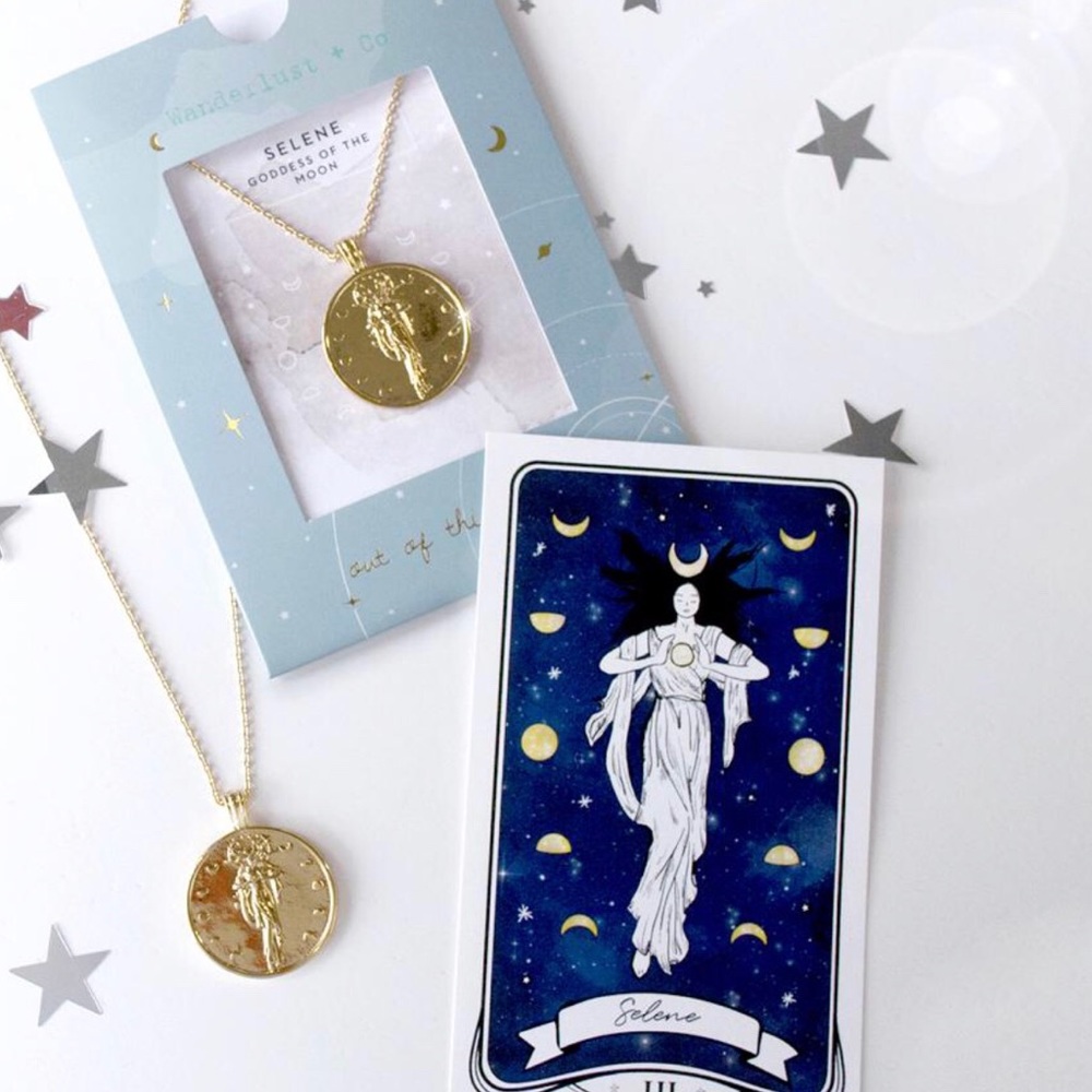 Selene Goddess Gold Coin Necklace